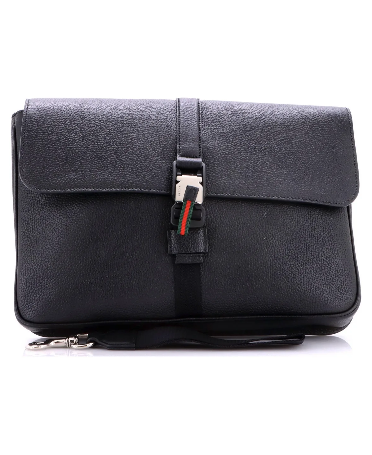 Pre-Owned Web Buckle Wristlet Briefcase Leather by Gucci