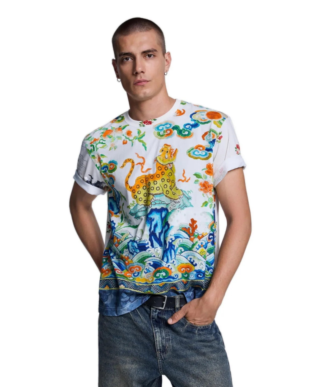 Graphic-Print Crew Neck T-Shirt by Desigual
