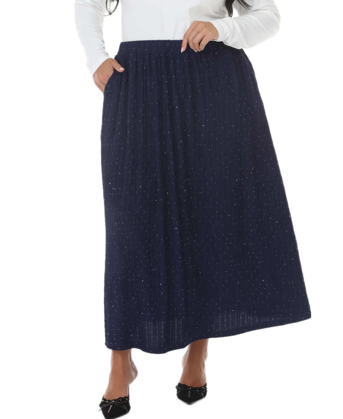 Polka Dot Rhinestone Maxi Skirt