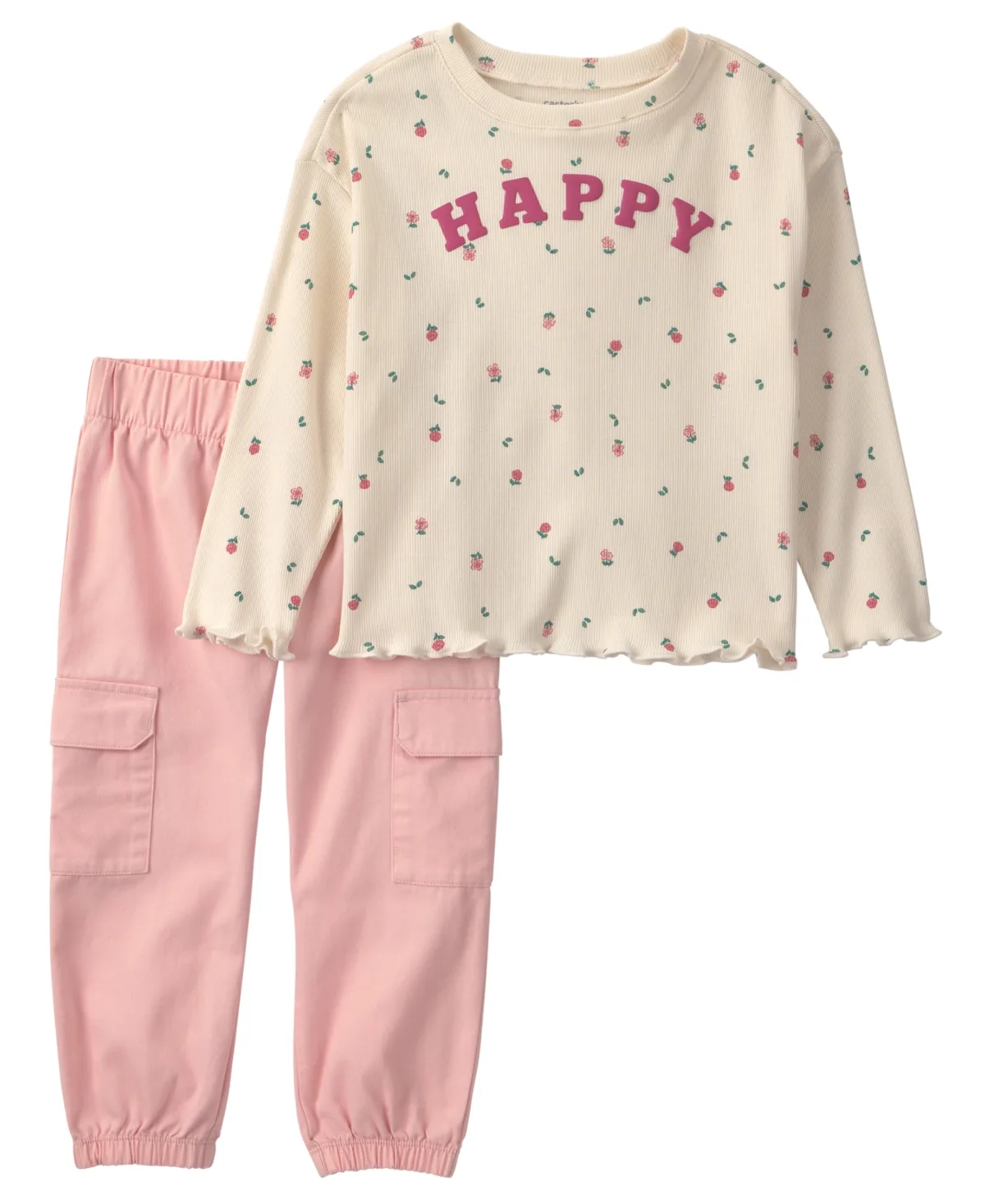 Happy Print Long-Sleeve Top and Cargo Pants, 2-Piece Set by Carter's