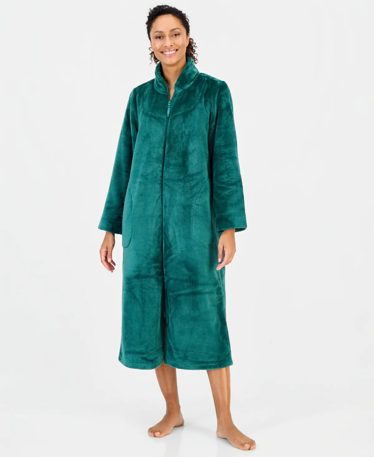 Long Plush Zip-Front Robe by Charter Club