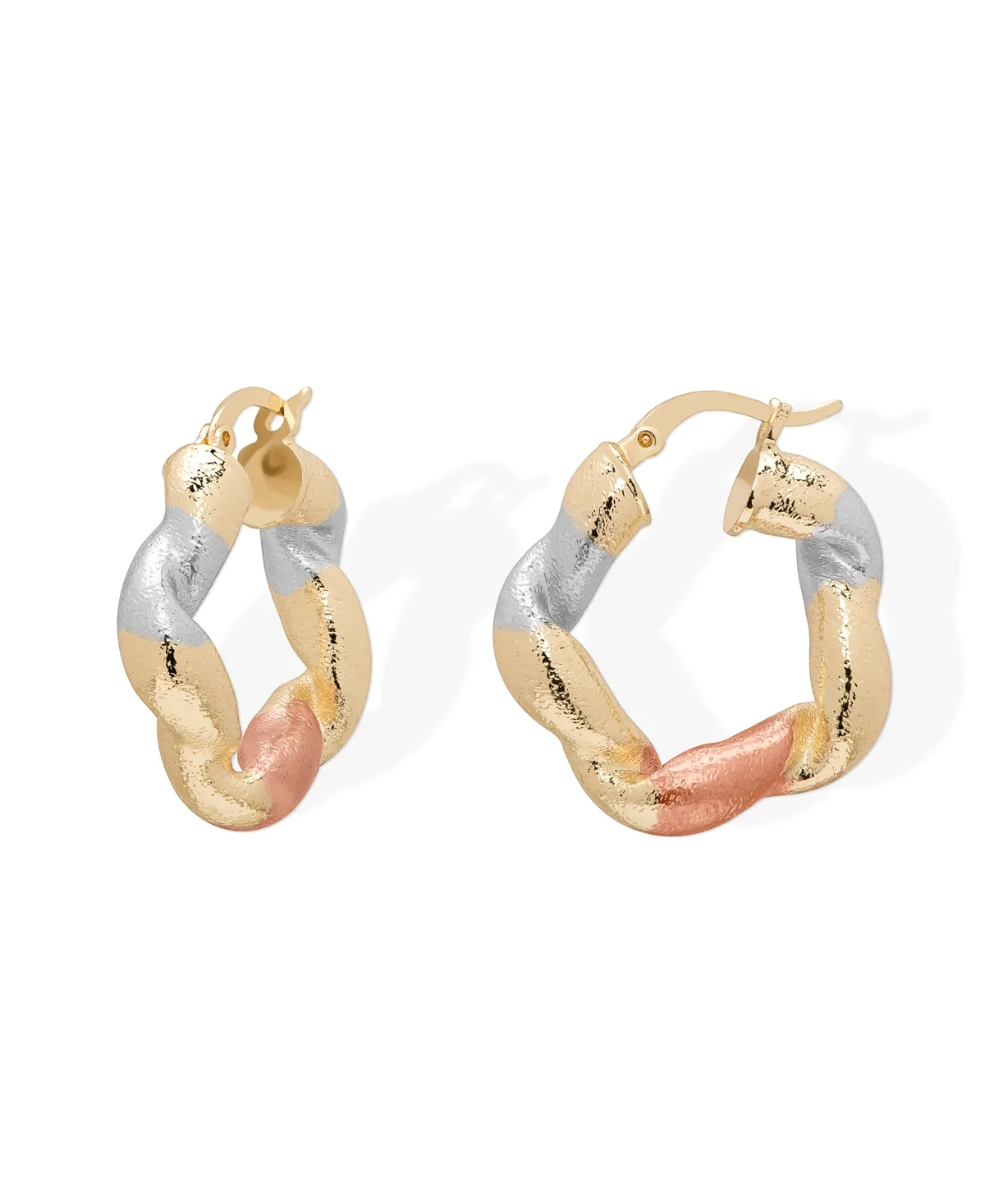 Tri-Color Twist Square Hoop Earrings by Macy's