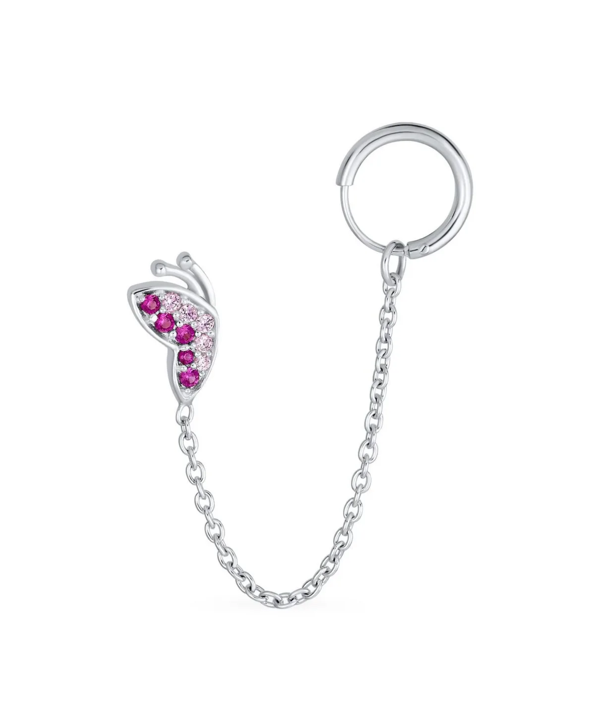 Sterling Silver Cubic Zirconia Butterfly Cartilage Cuff and Hoop Earrings by Bling Jewelry