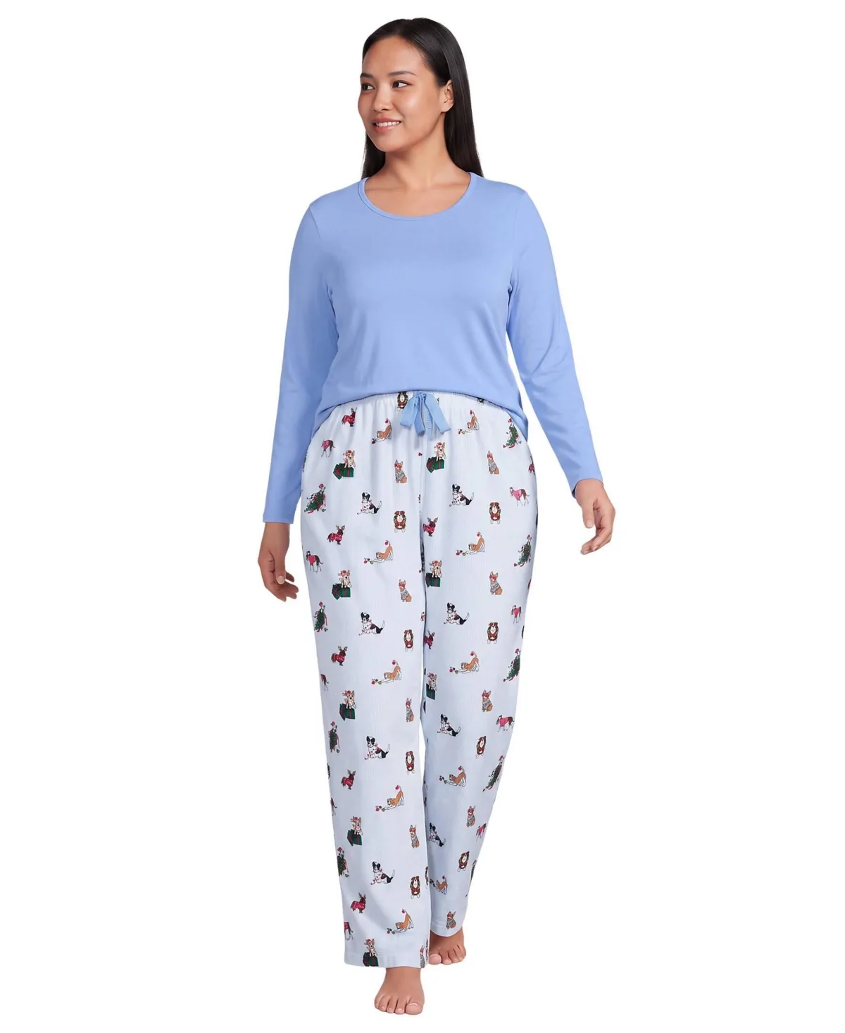 Pajama Gift Set - Knit Long Sleeve Top and Flannel Pants