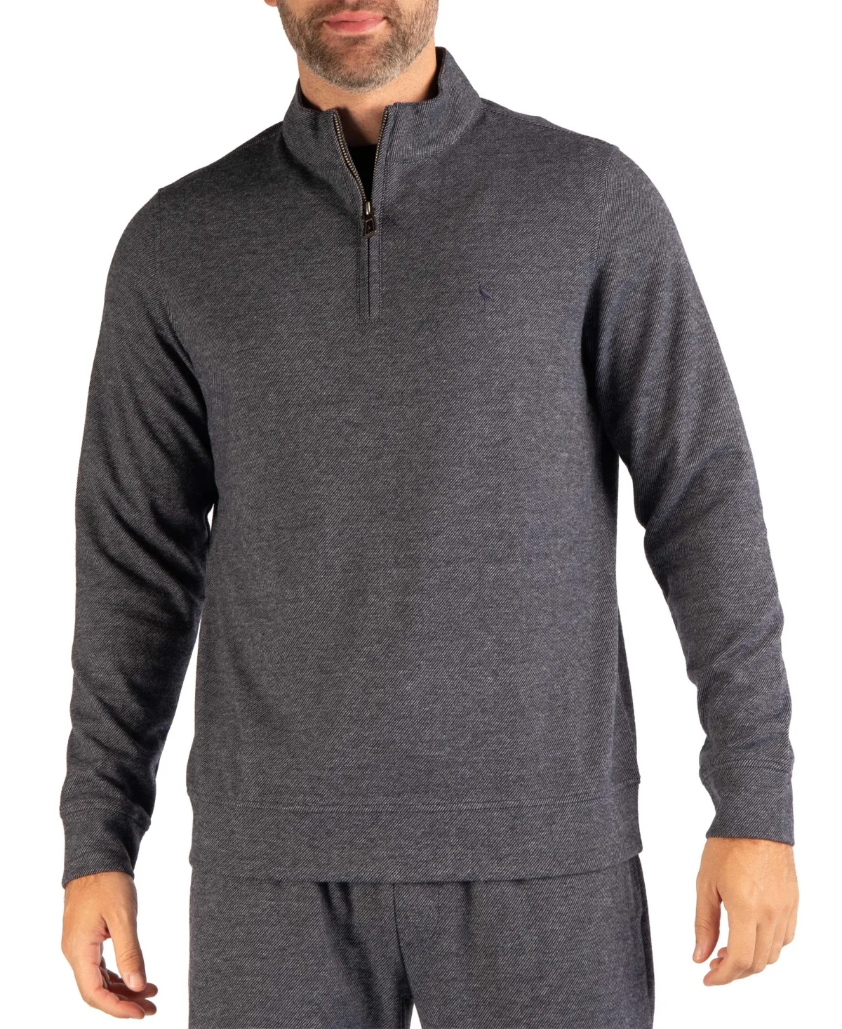 Brushed Melange Twill Quarter-Zip Regular-Fit Sweater by Tailorbyrd