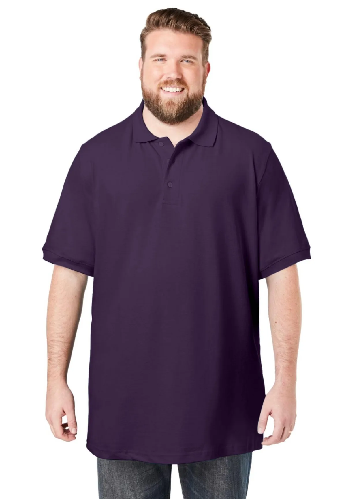 Longer-Length Shrink-Less Cotton Polo Shirt by Kingsize