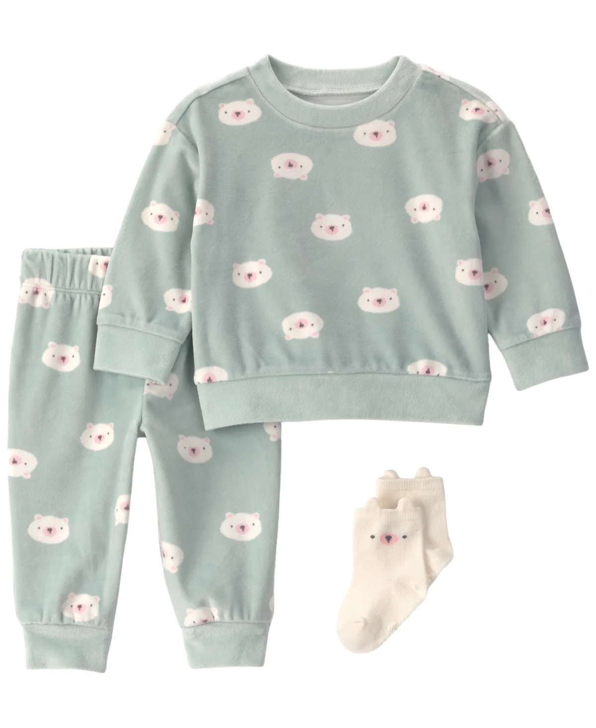 Long-Sleeve Bear-Print Top, Pants, and Socks, 3-Piece Set by Carter's