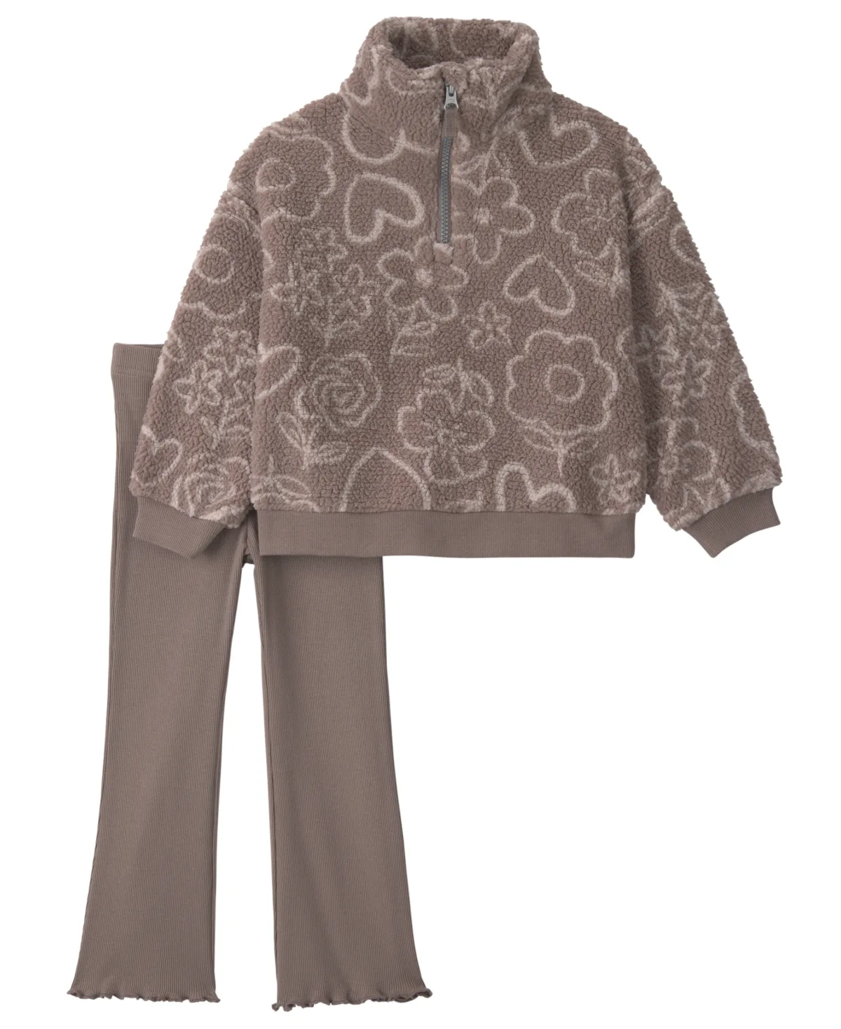 Heart-Print Teddy-Fleece Long-Sleeve Top and Pants, 2-Piece Set by Carter's
