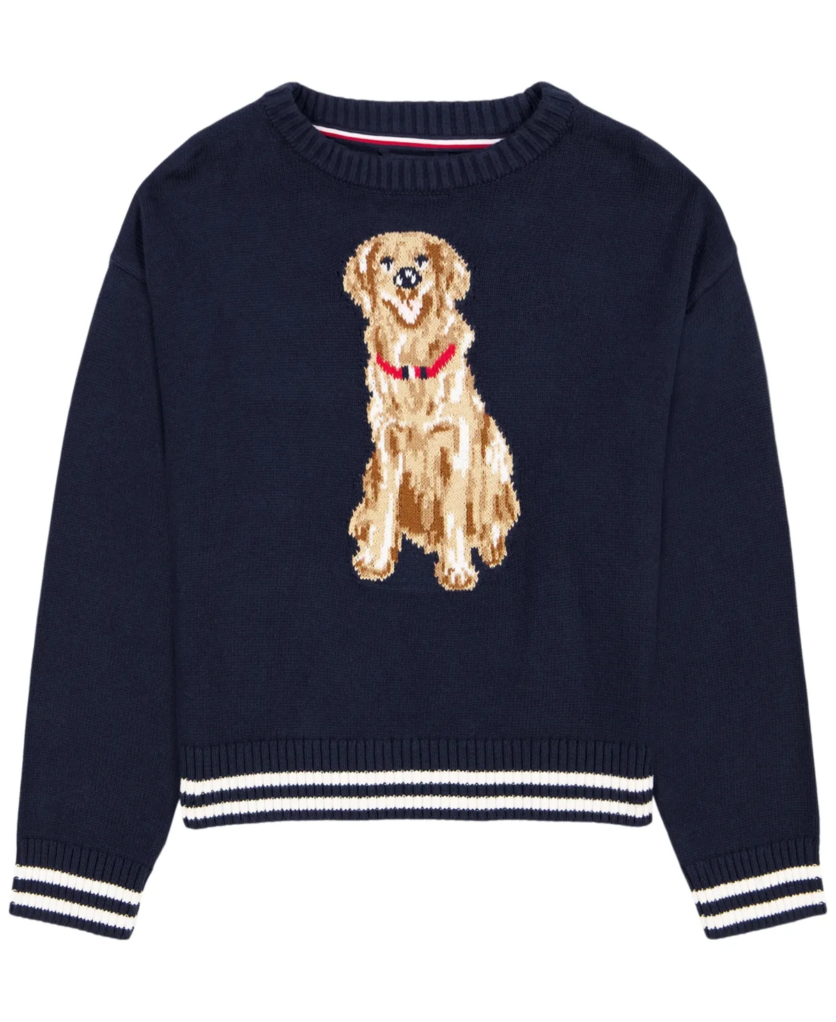 Long-Sleeve Intarsia Dog Graphic Sweater by Tommy Hilfiger
