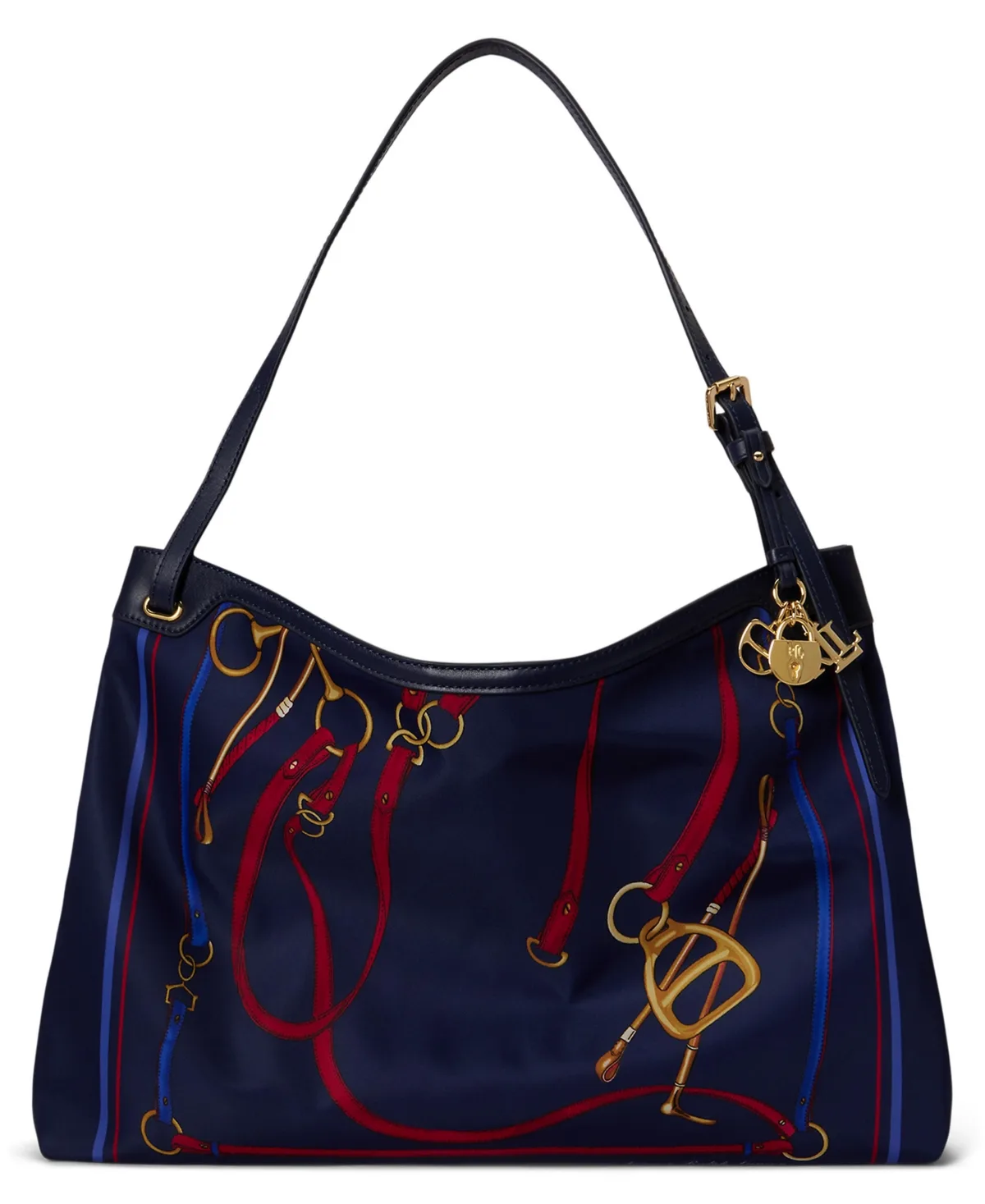 Lauren Ralph Lauren Marcy Slouchy Large Tote Handbag - Equestrian Belting Print by Ralph Lauren