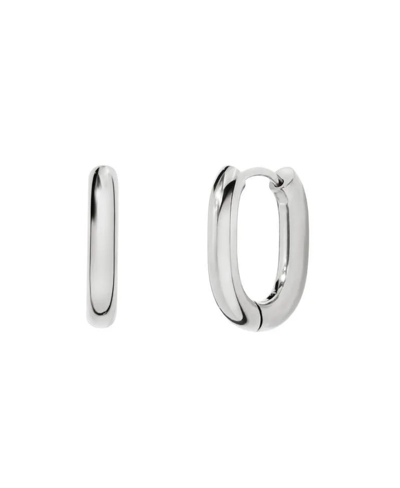 Little Sky Stone Halo Oval Silver Hoops by Sky