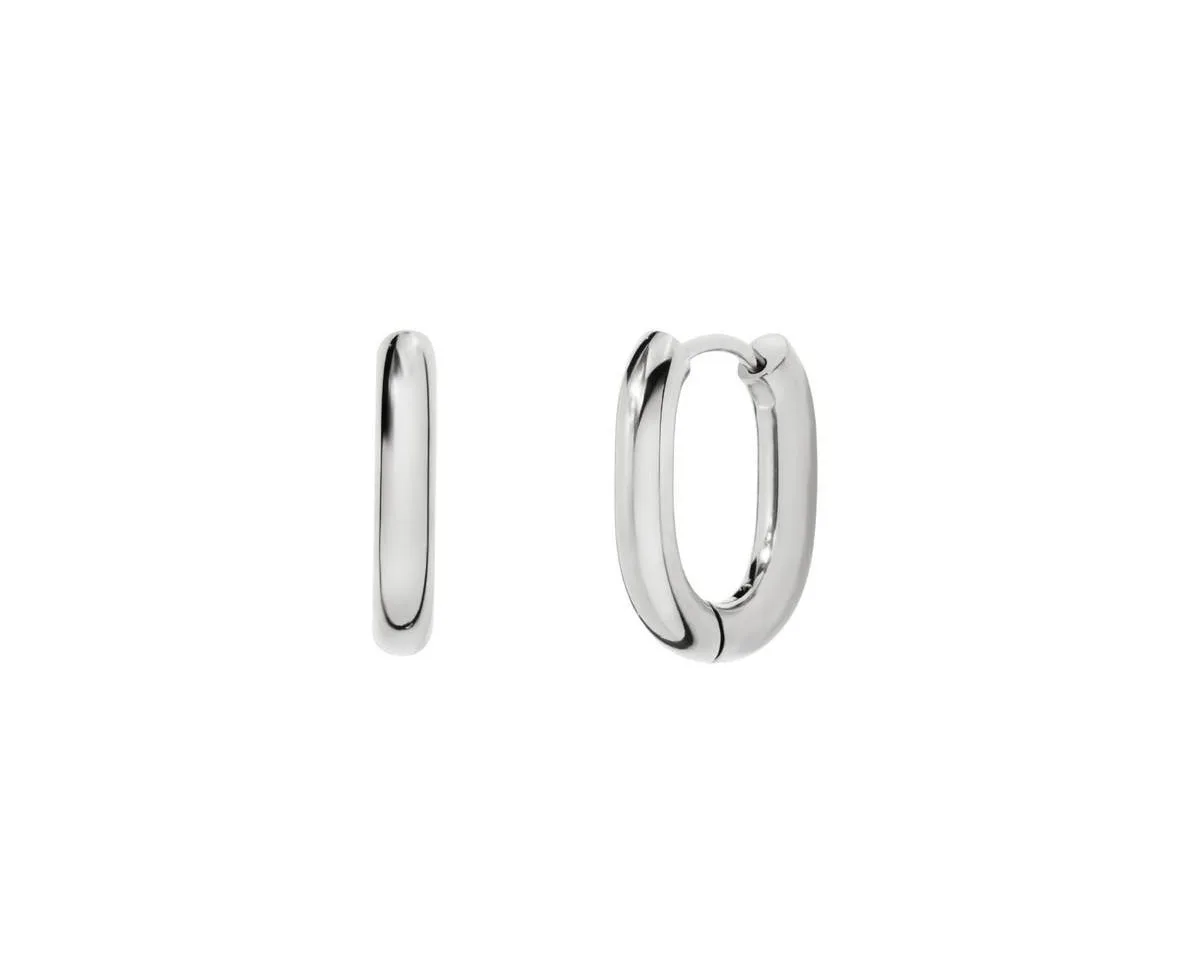 Little Sky Stone Halo Oval Silver Hoops by Sky
