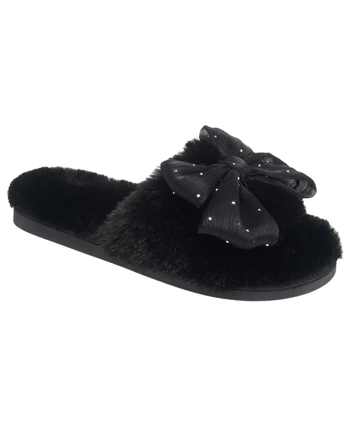 Blingbo Faux Fur Bling Bow Slipper