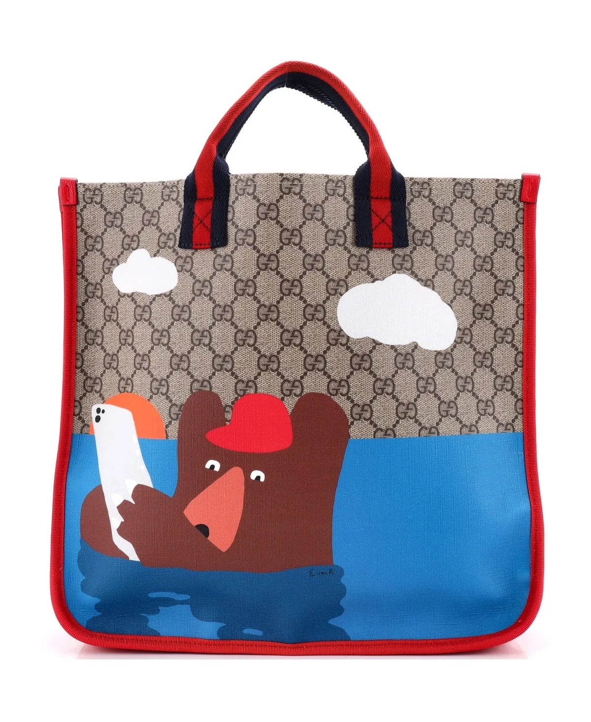 Pre-Owned Gucci Medium Tote Printed GG Coated Canvas with Leather by Gucci