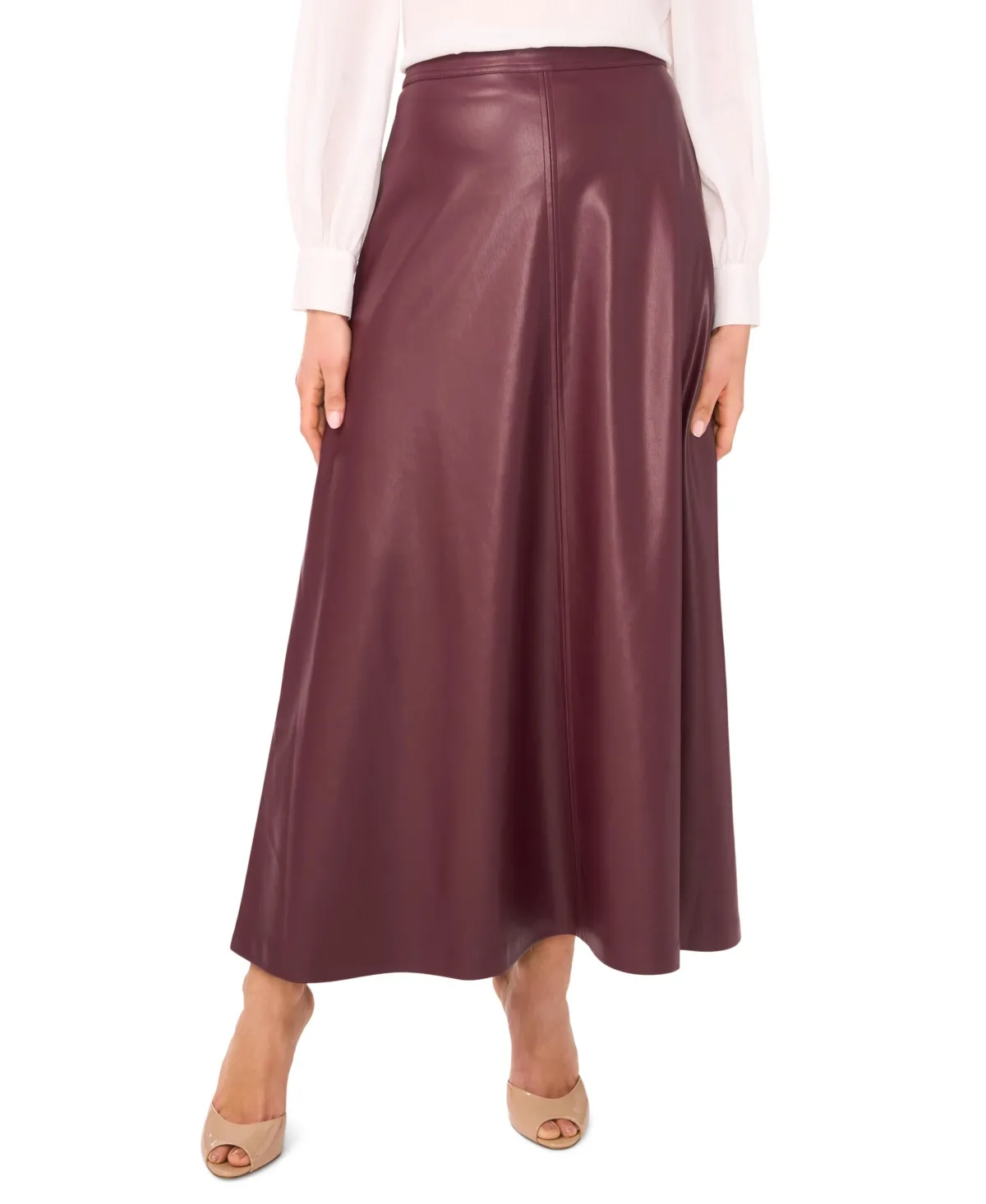 Faux-Leather Seamed Maxi Skirt