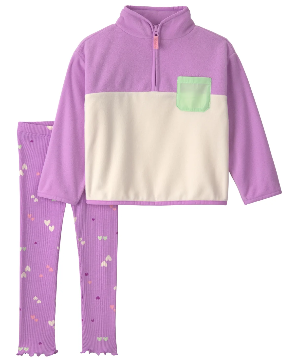 Heart-Print Fleece Long-Sleeve Top and Pants, 2-Piece Set by Carter's