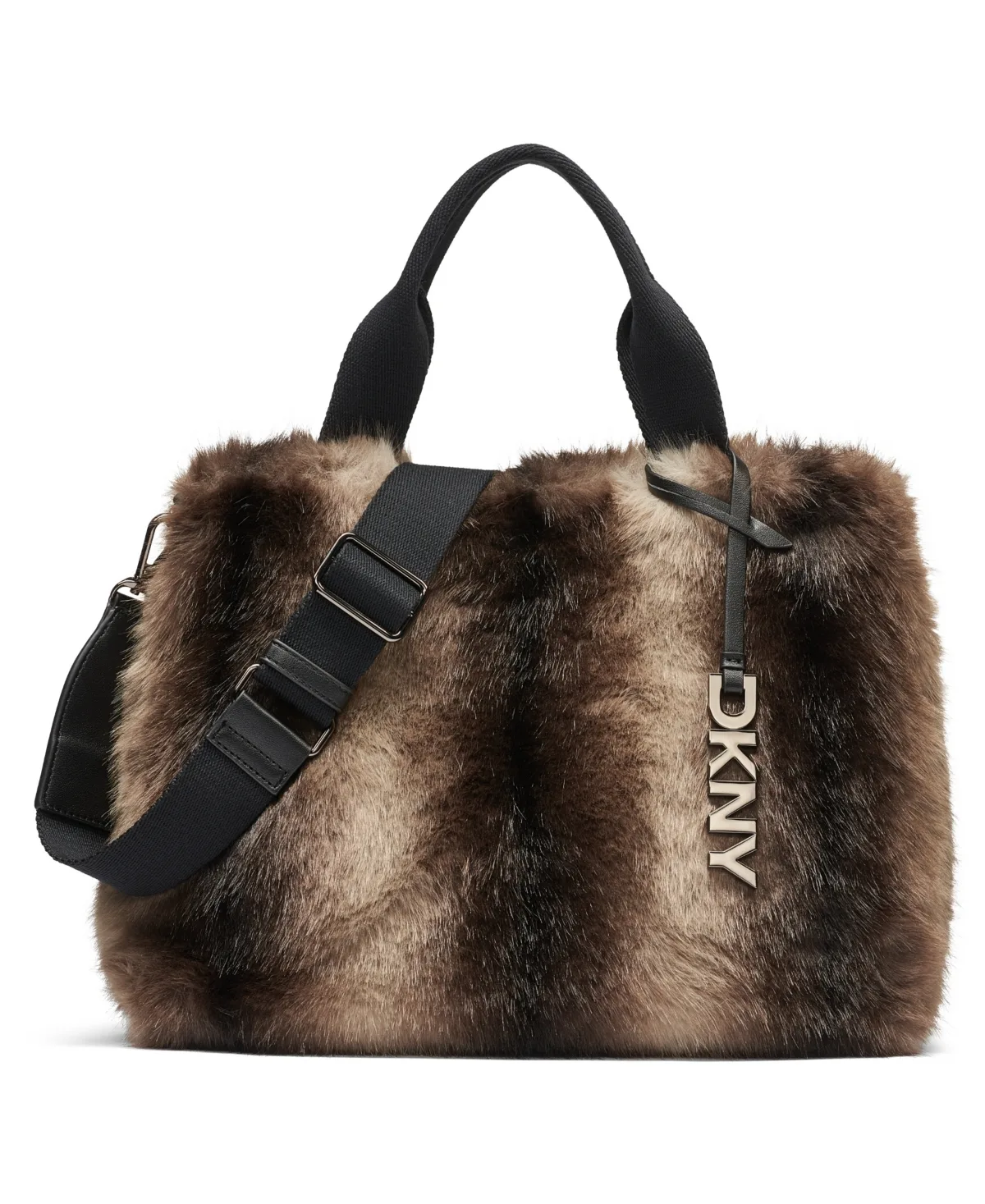 Roni Striped Faux Fur Satchel by DKNY