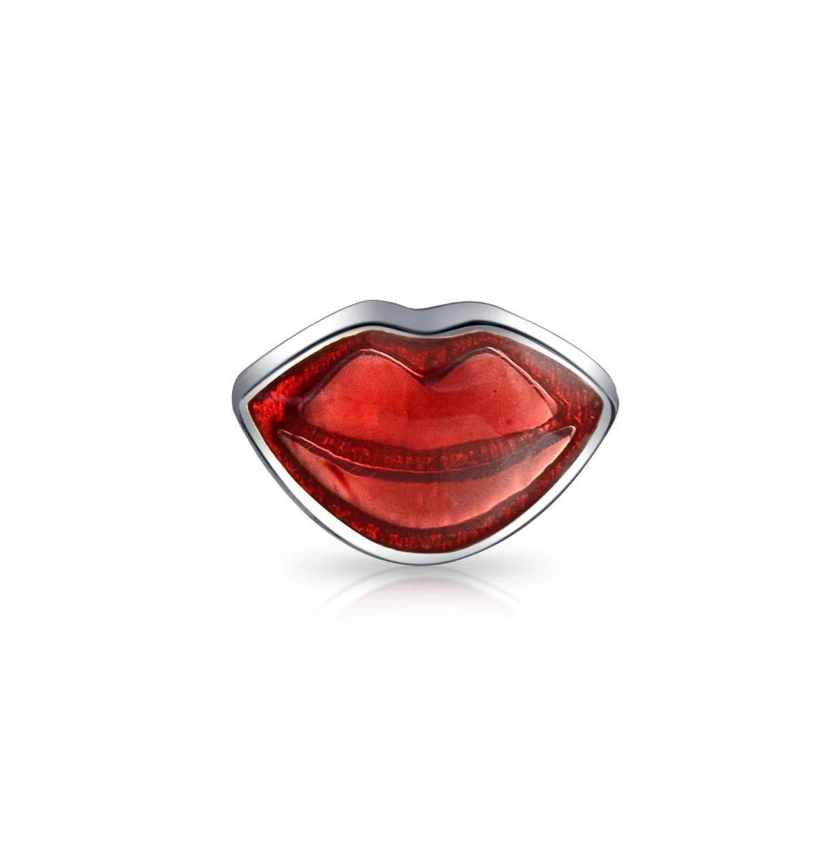 Enamel Kissing Lips Sterling Silver Charm by Bling Jewelry