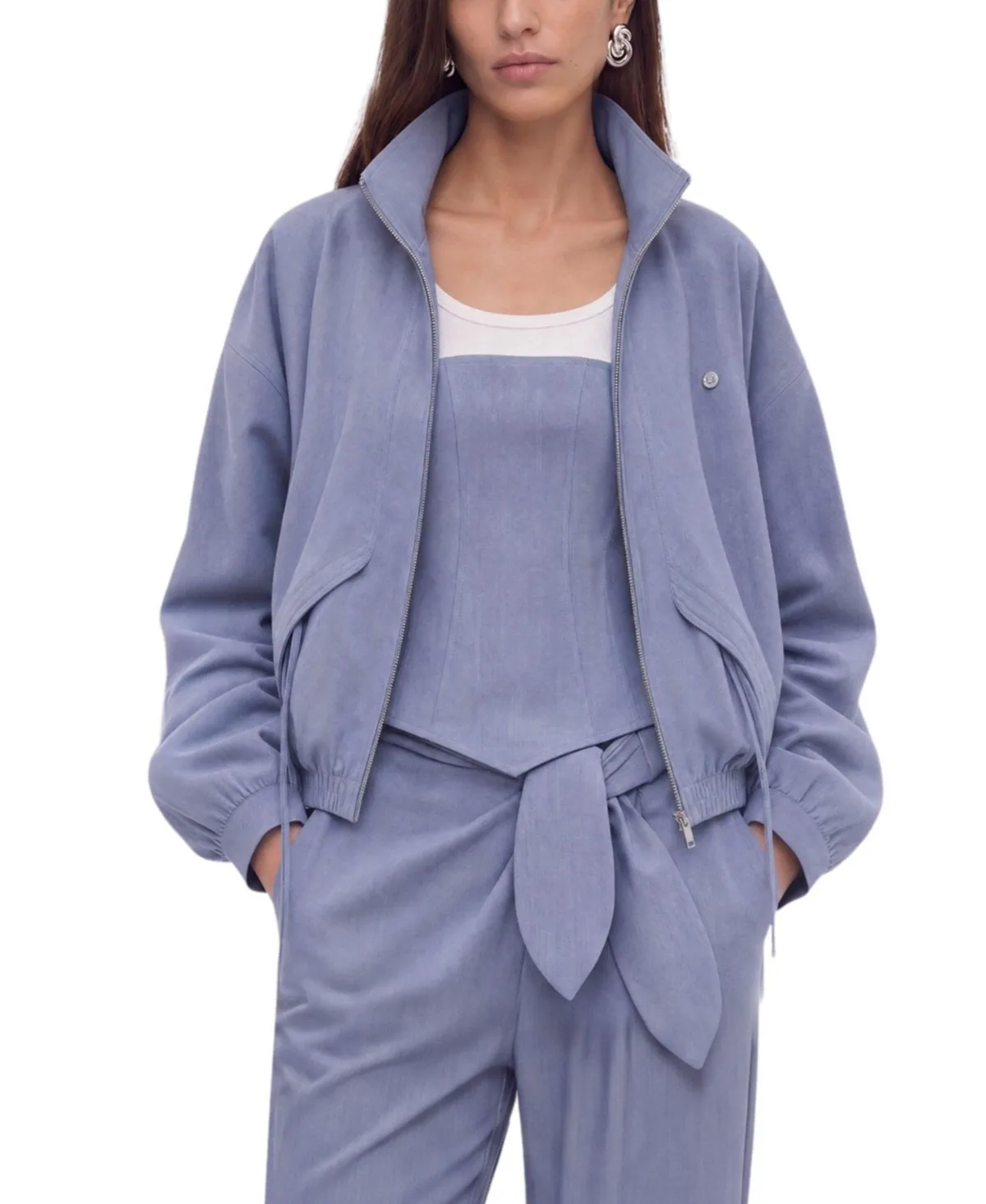 Oversized Bomber Stand-Collar Jacket by Nocturne