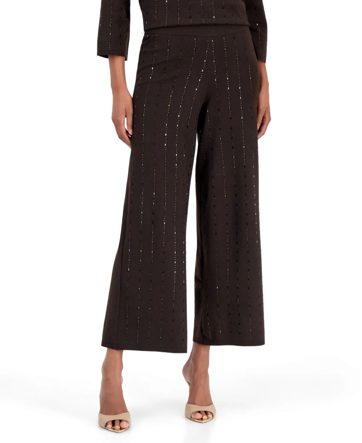Heat Set Wide-Leg High-Waisted Pull-On Sweater Pants