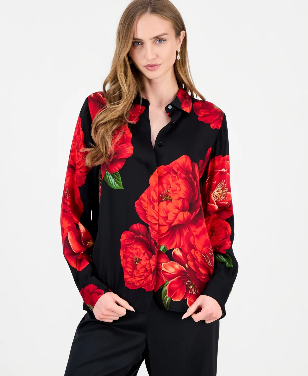 Shae Floral Long Sleeve Button Down Blouse by Elie Tahari