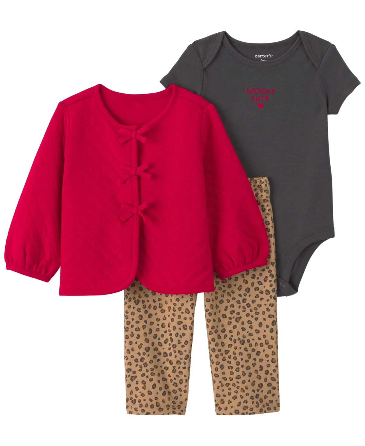 Leopard Print French Terry Long-Sleeve Cardigan, Bodysuit and Pants, 3-Piece Set by Carter's