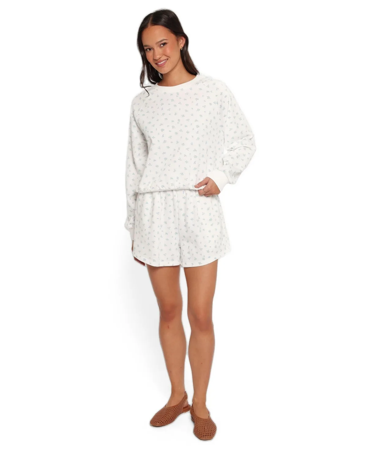 Hazel Pull-On High-Rise Floral Sweat Shorts, 2" Inseam by Petal and Pup