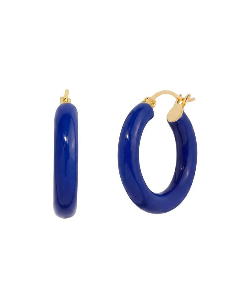 Sasha Dark Blue Enamel Hoops by Sky