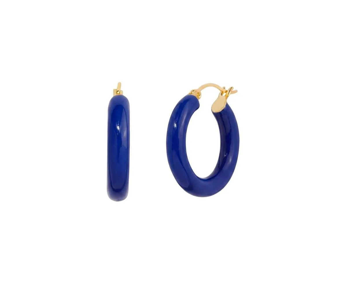 Sasha Dark Blue Enamel Hoops by Sky