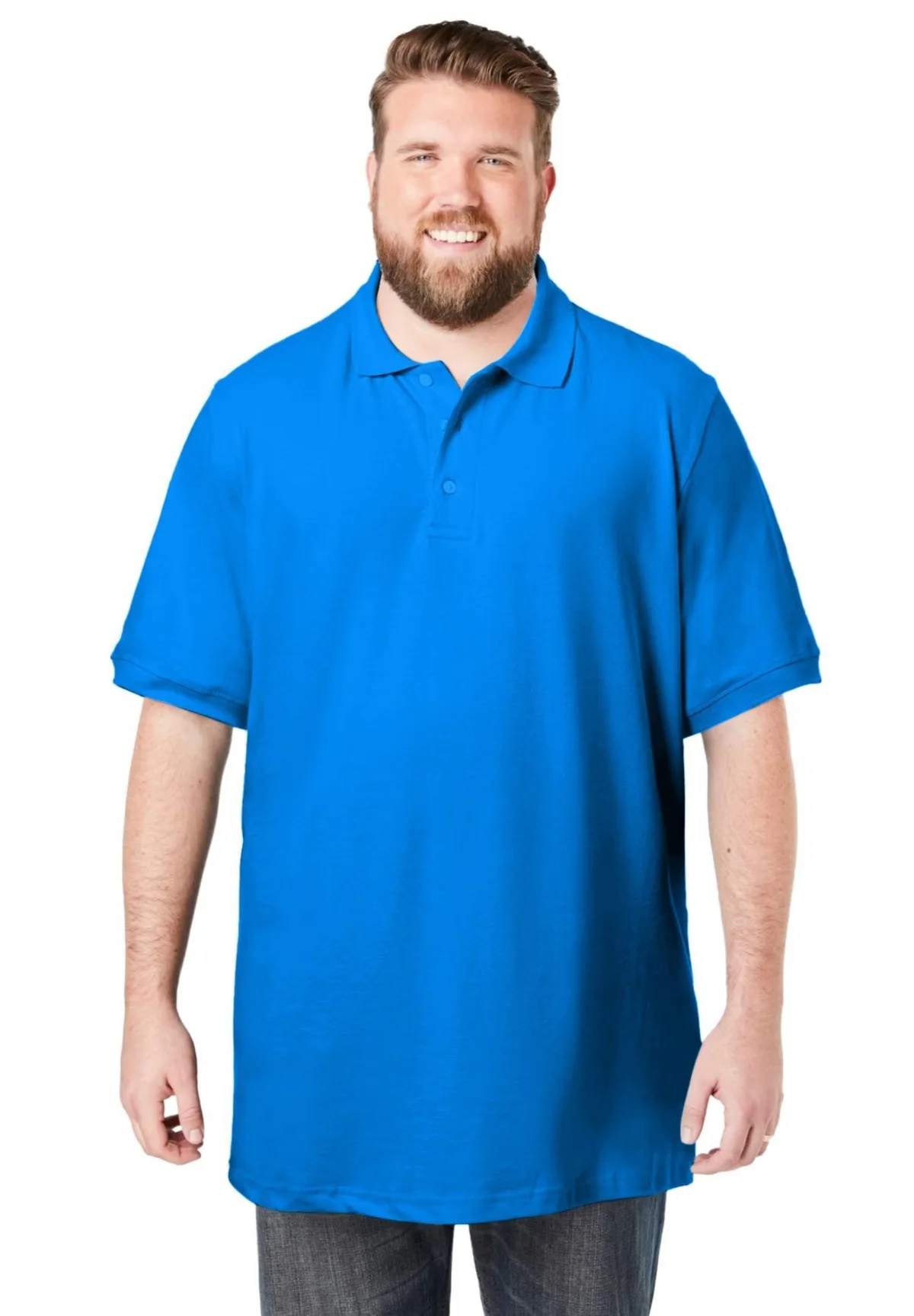 Longer-Length Shrink-Less Cotton Polo Shirt by Kingsize