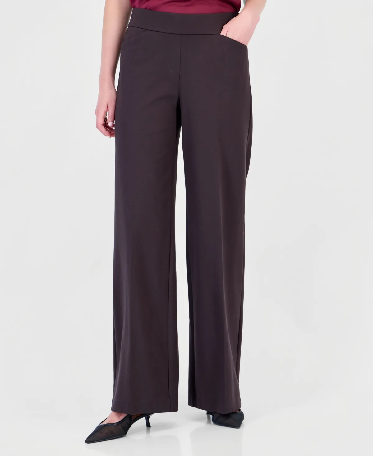 Pull-On Wide-Leg Compression Pants