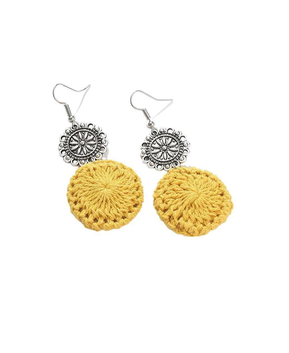 Yellow Crochet Drop Earrings by Sohi
