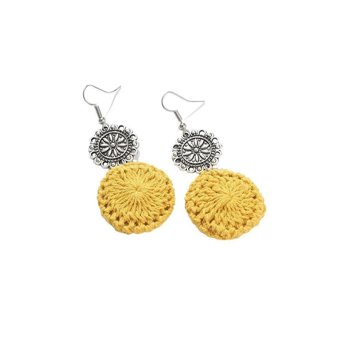 Yellow Crochet Drop Earrings by Sohi