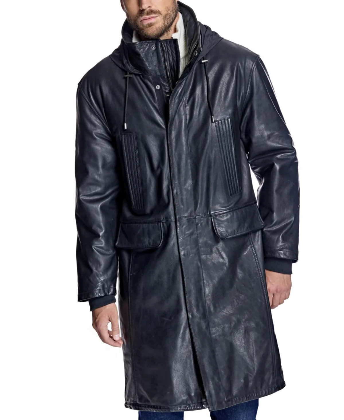 Julia & Stella by Maximilian Leather Hooded Long Coat by Julia & Stella by Maximilian