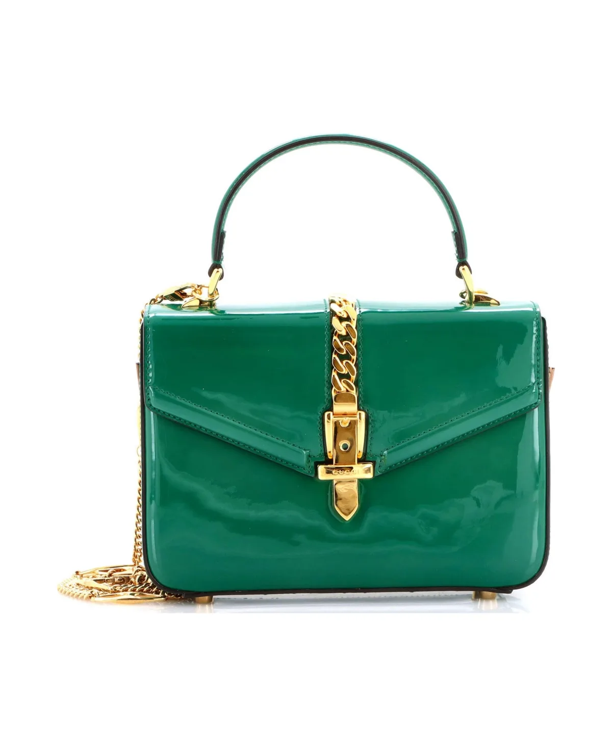Gucci Mini Sylvie 1969 Top-Handle Patent Leather Bag by Gucci
