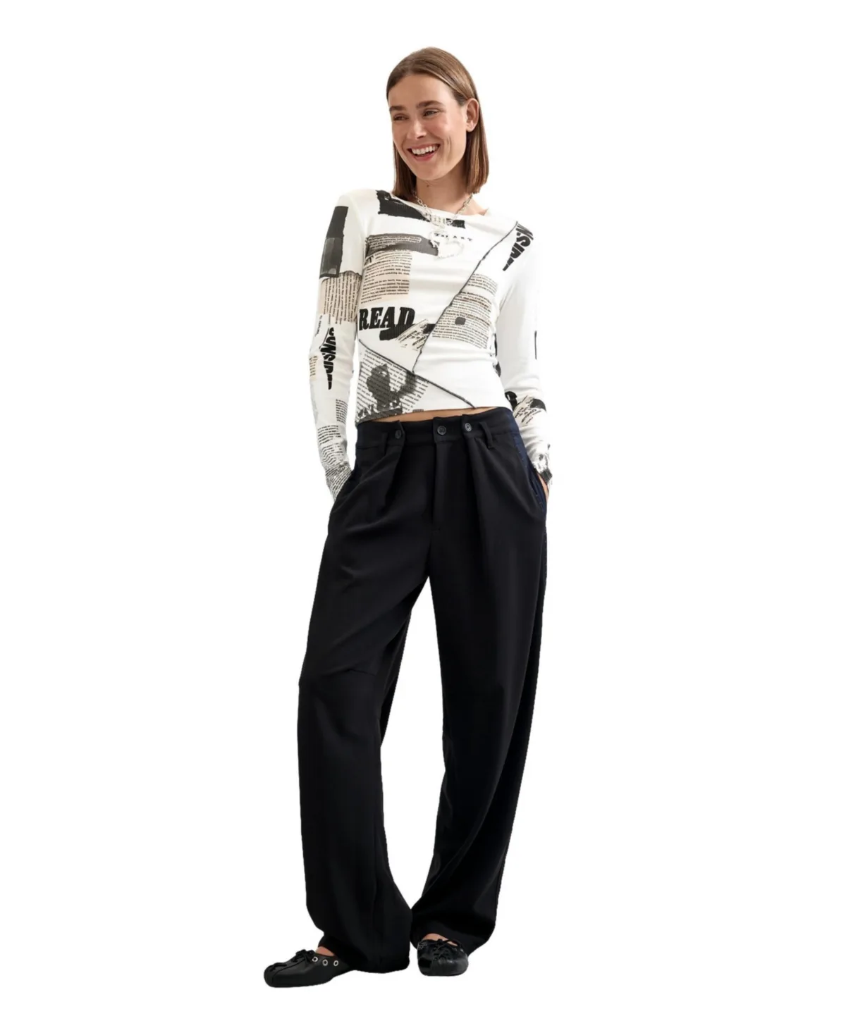 Wide-Leg Straight Trousers by Desigual
