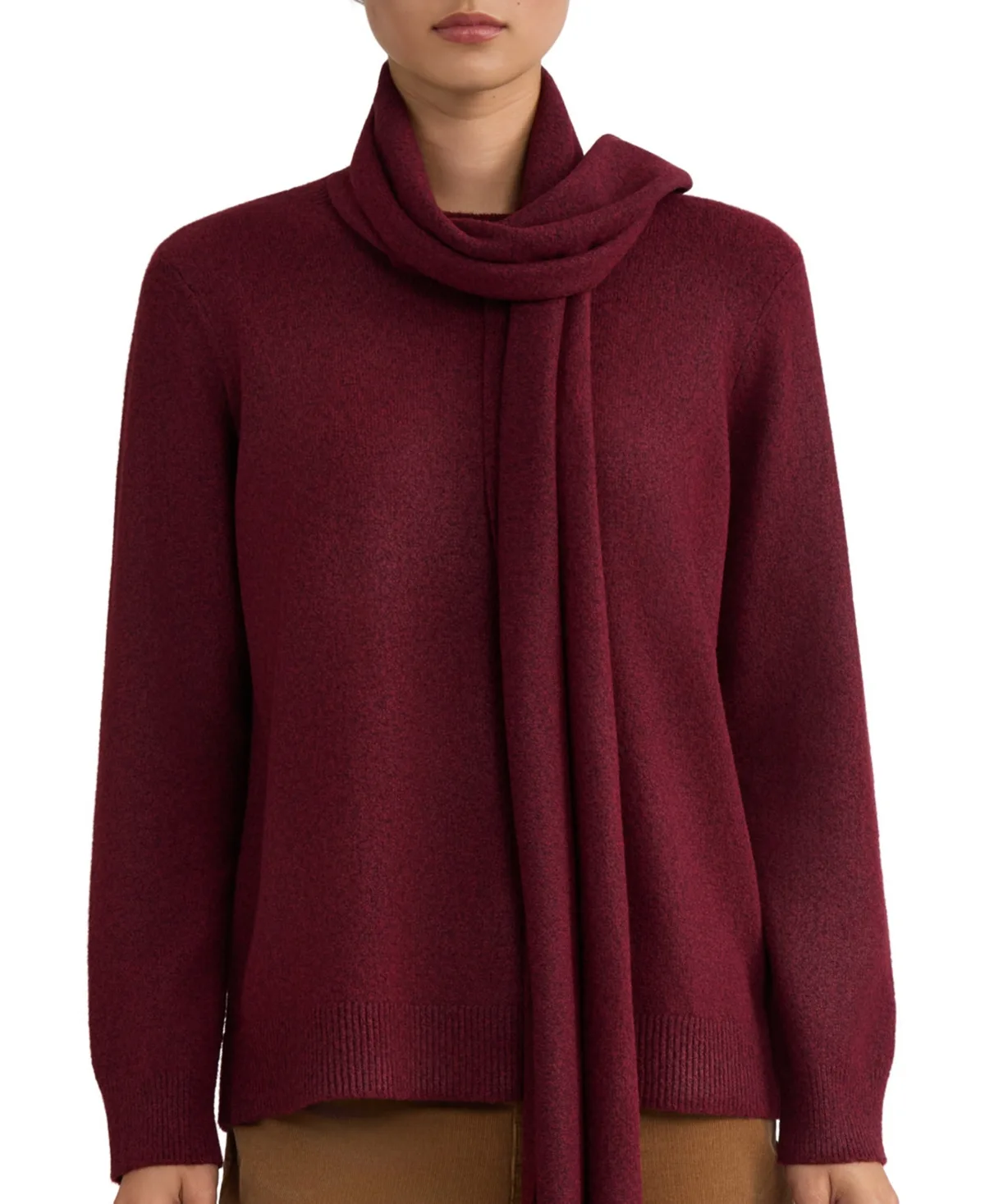 Detachable Fringe Scarf Turtleneck Sweater by Jones New York