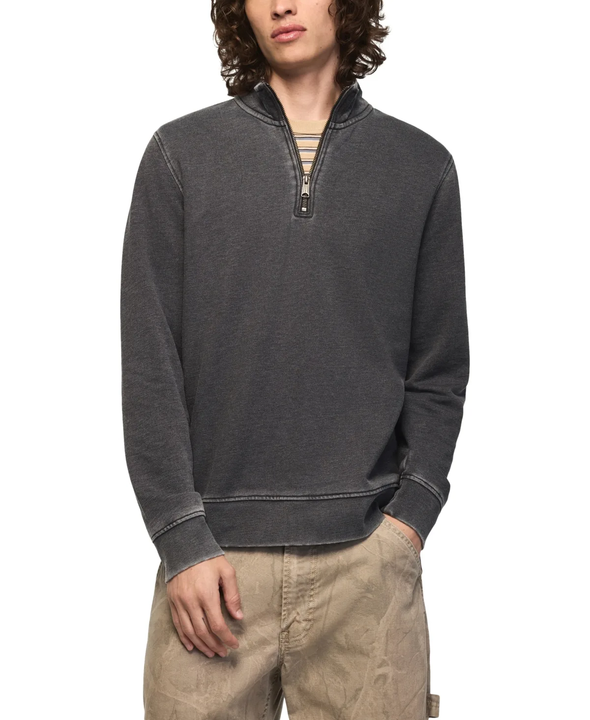 Venice Burnout Mock-Neck French-Terry Quarter-Zip Fleece Pullover by Lucky Brand