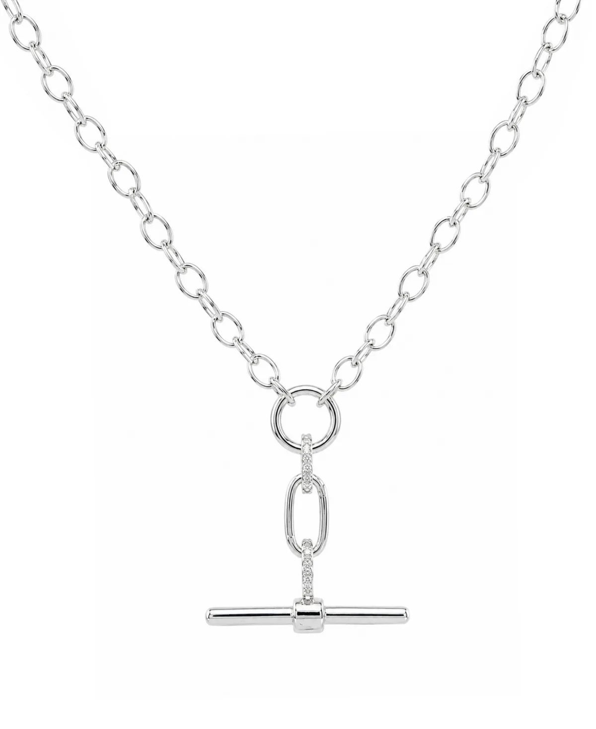 Cubic Zirconia Silver-Tone Bar Necklace by And Now This