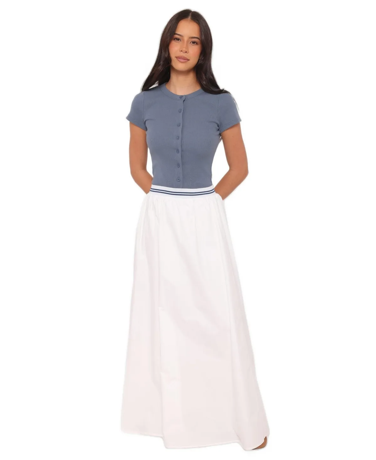 Christine High-Waisted Maxi Cotton Skirt by Petal and Pup