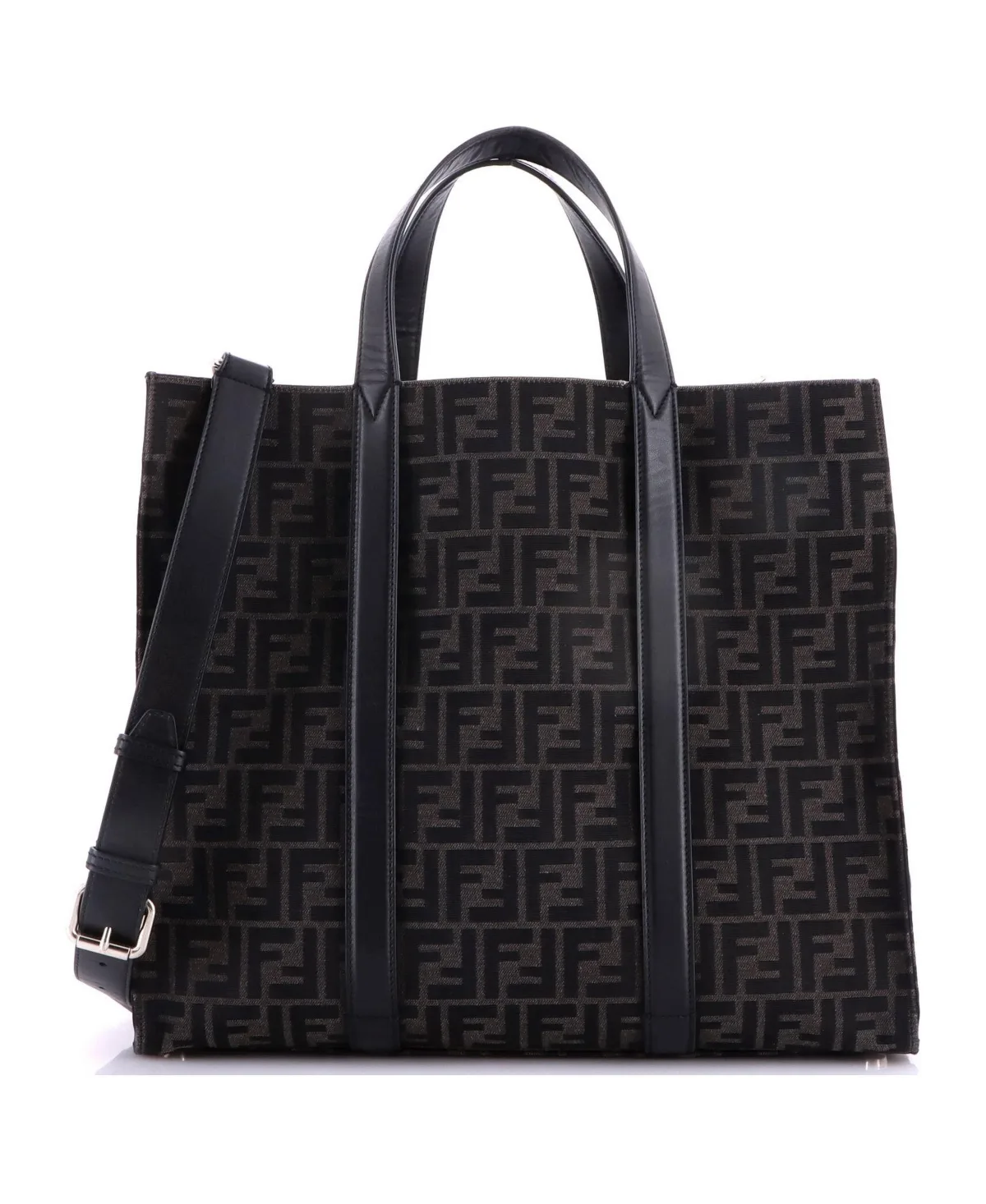 Pre-Owned Fendi Large Convertible Open Tote Zucca Jacquard Fabric and Leather by FENDI