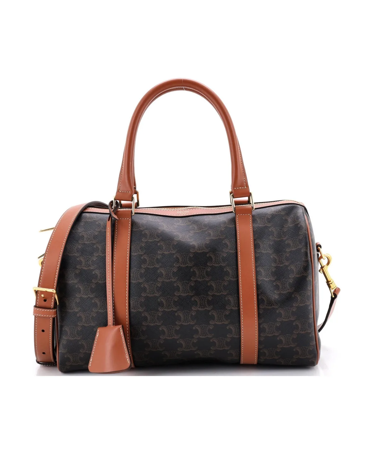Pre-Owned Large Boston Bag Triomphe Coated Canvas by Celine