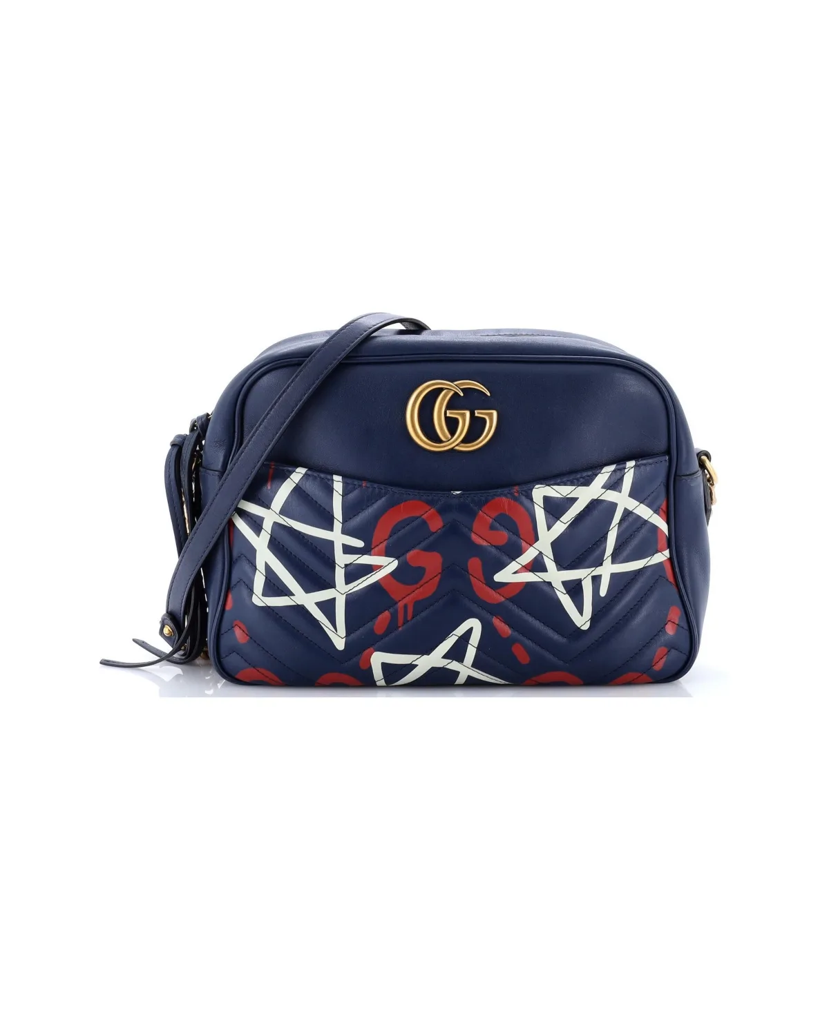 Pre-Owned Gucci Medium Gg Marmont Shoulder Bag GucciGhost Matelasse Leather by Gucci