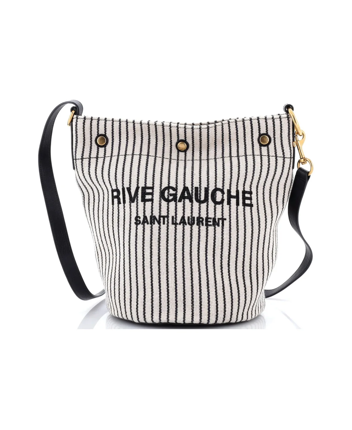 Pre-Owned Saint Laurent Rive Gauche Bucket Bag Striped Canvas by Saint Laurent