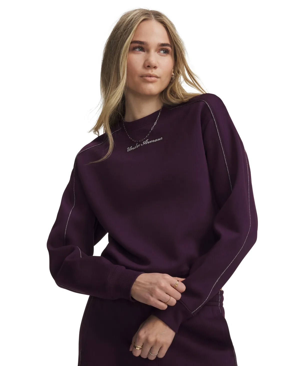 Rival Shimmer Cropped Long-Sleeve Crewneck Sweatshirt by Under Armour