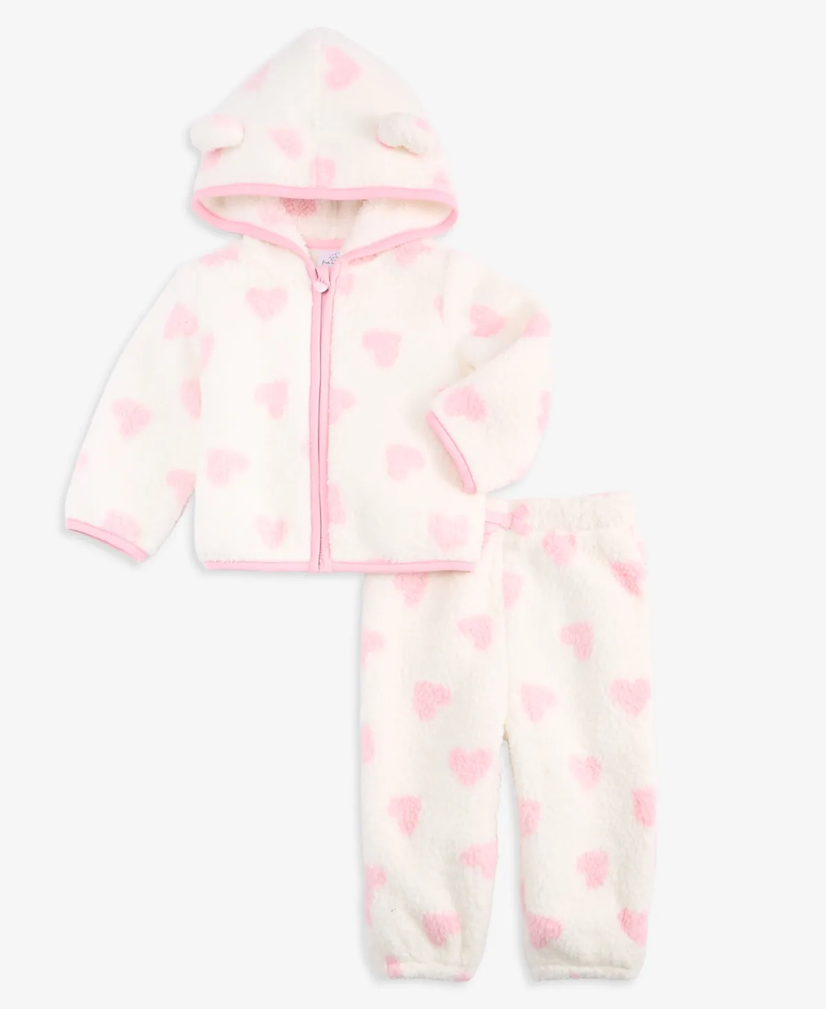 Heart-Print Hooded Sherpa Jacket and Pants, 2-Piece Set by First Impressions