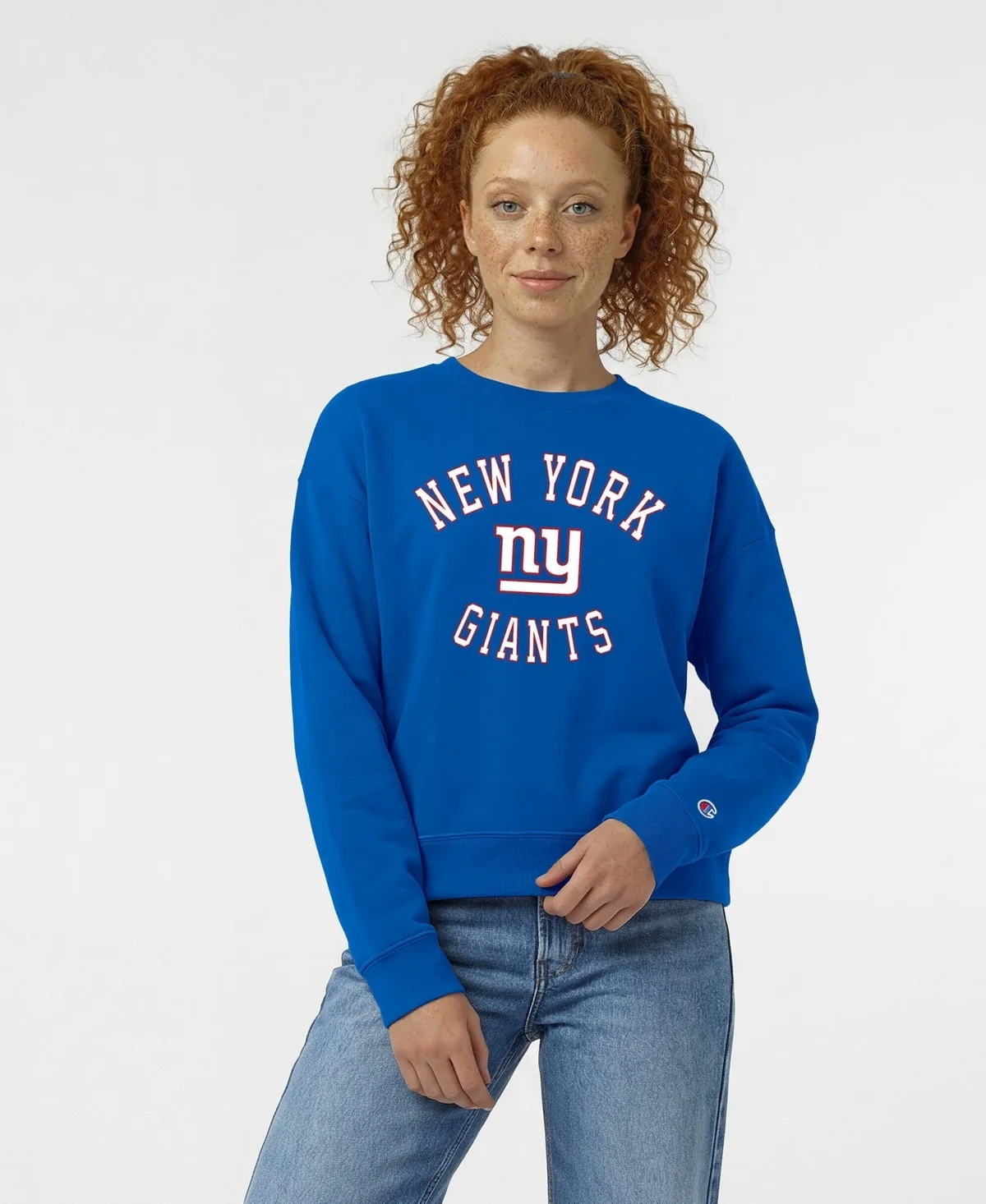 New York Giants Powerblend Long-Sleeve Graphic Crewneck Sweatshirt by Champion