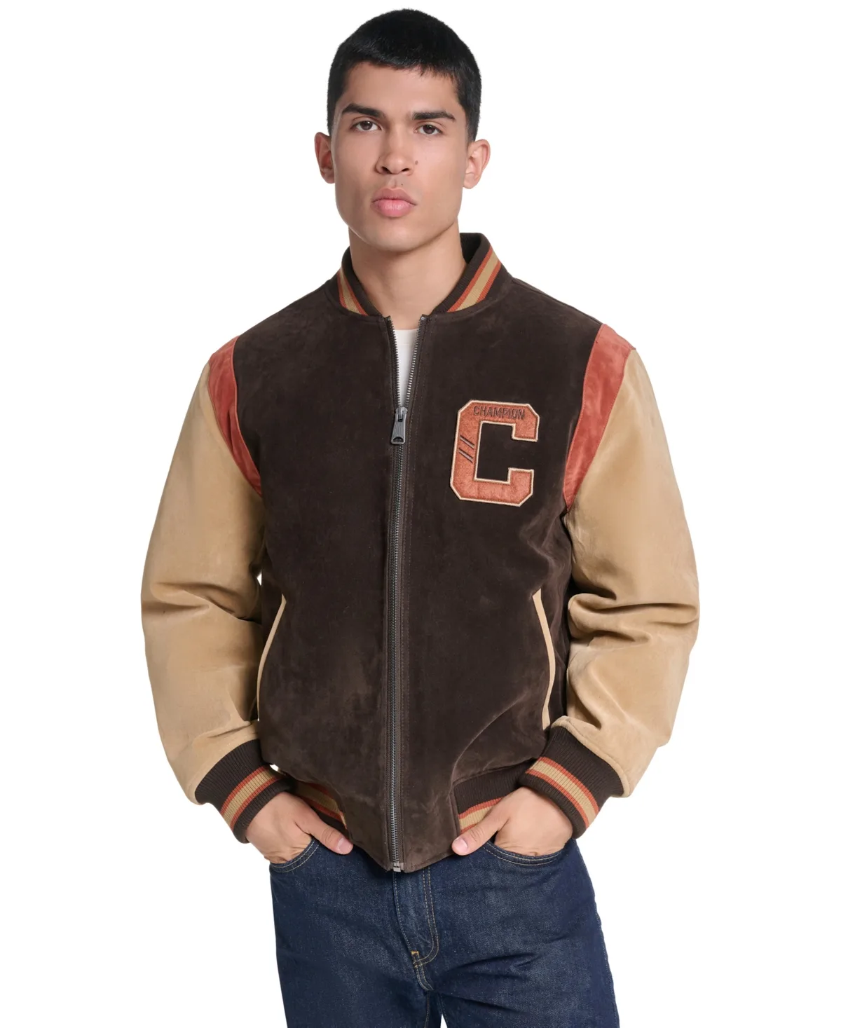 Varsity Faux Suede Full-Zip Jacket by Champion