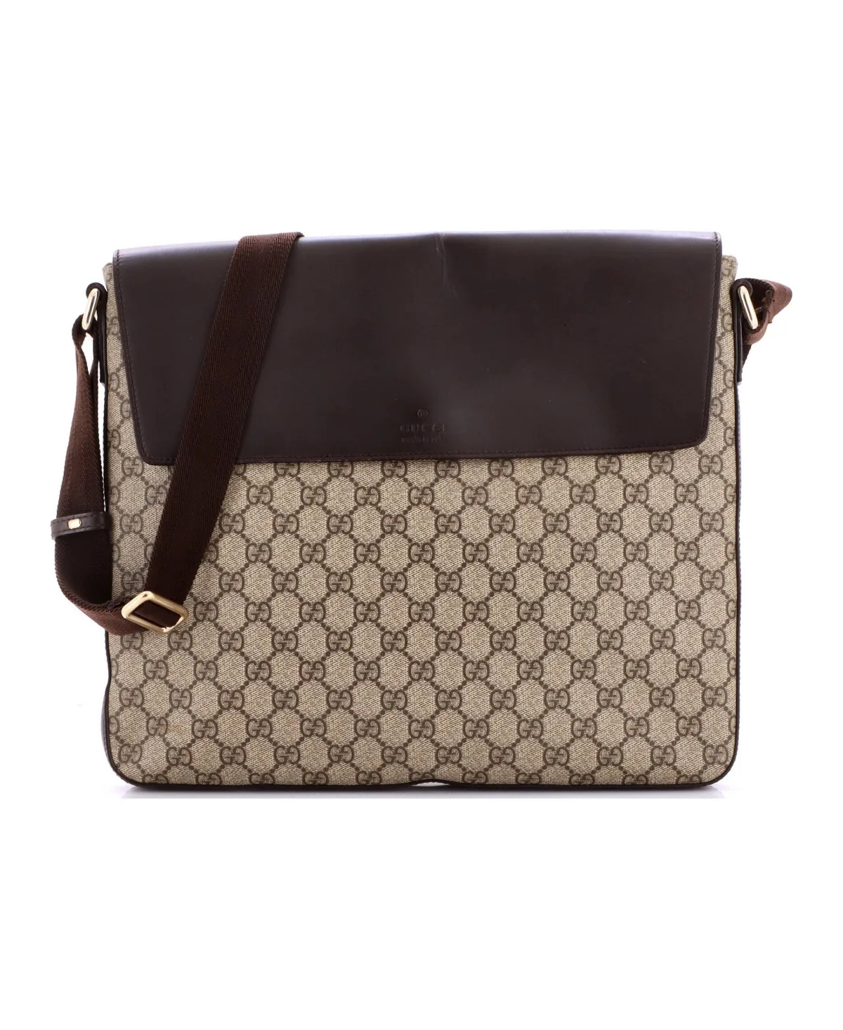 Pre-Owned Gucci Large Flap Messenger Bag Gg Coated Canvas with Leather by Gucci