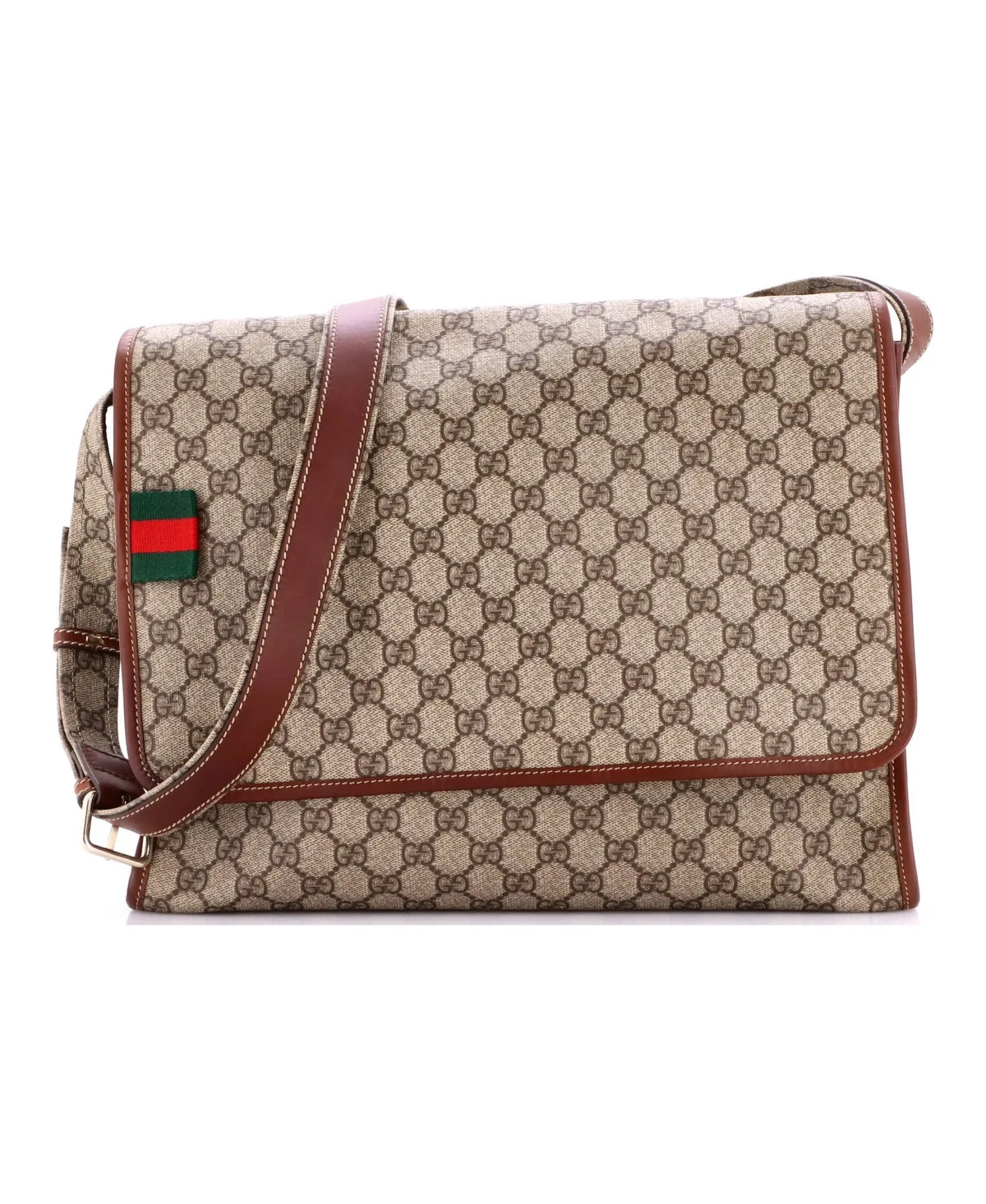 Pre-Owned Large Web Loop Messenger GG Coated Canvas by Gucci